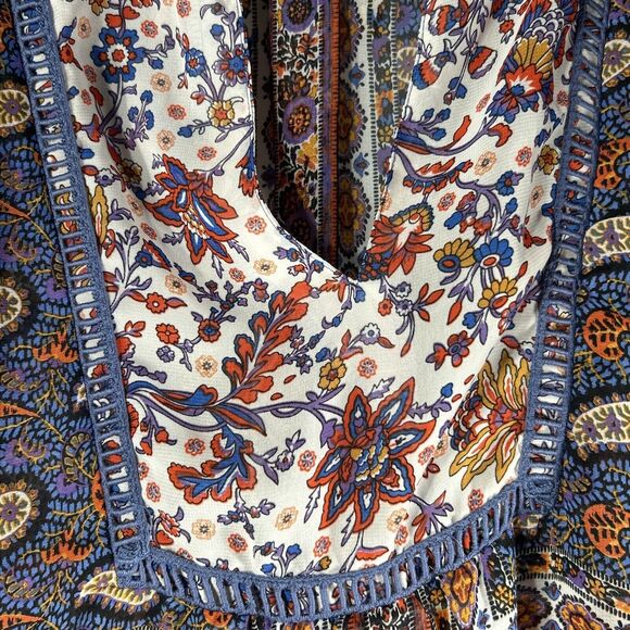 Fig and Flower Size Medium Anthropologie Boho Top Mixed Print Cottage Peasant - Picture 6 of 13